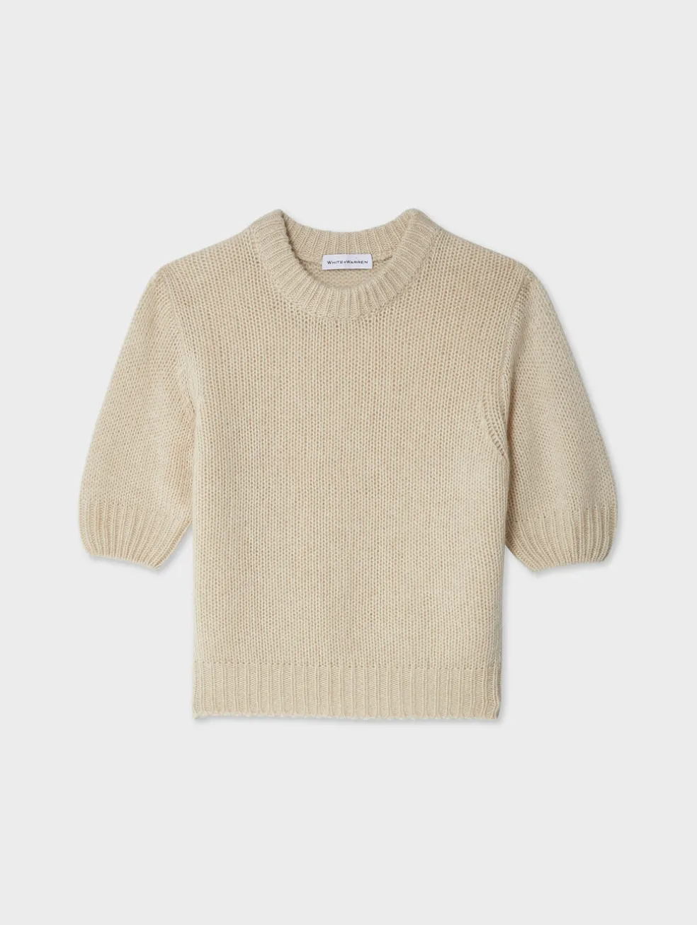 cashmere puff sleeve crewneck