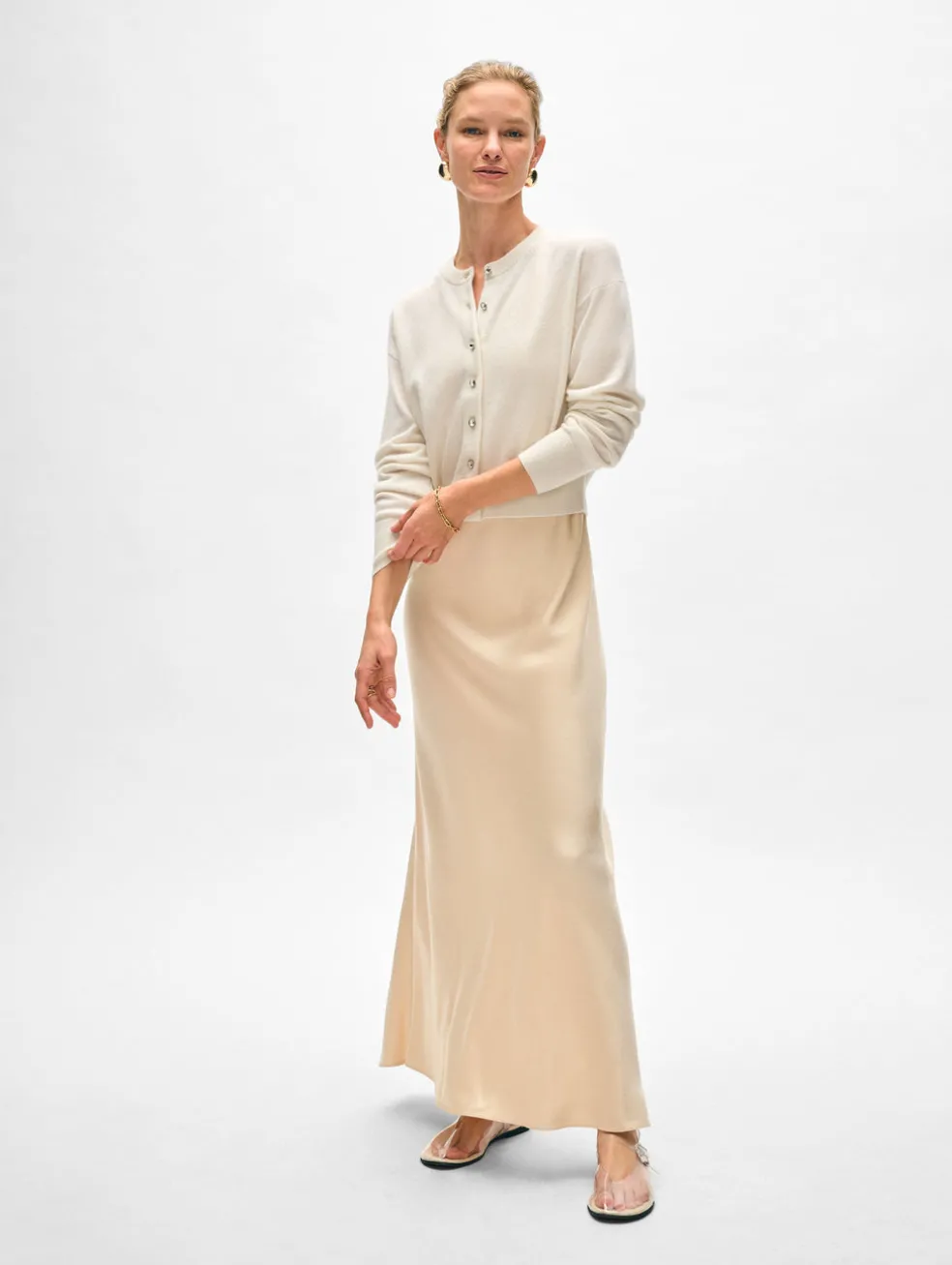 cashmere rhinestone button cardigan