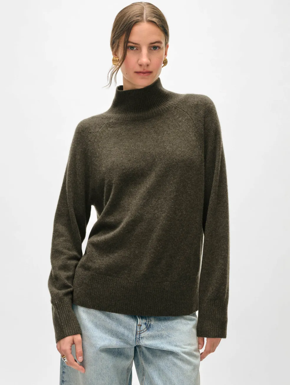 cashmere rib trim standneck