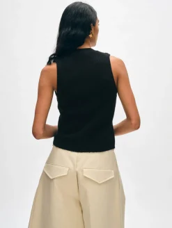 cashmere ribbed button vest