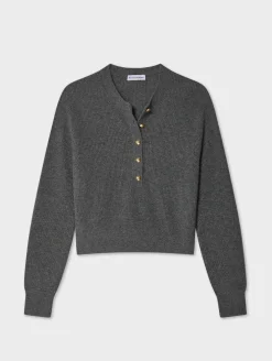 cashmere ribbed gold button henley