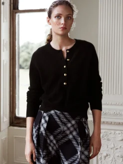 cashmere ribbed gold button henley