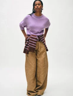 cashmere saddle sleeve crewneck