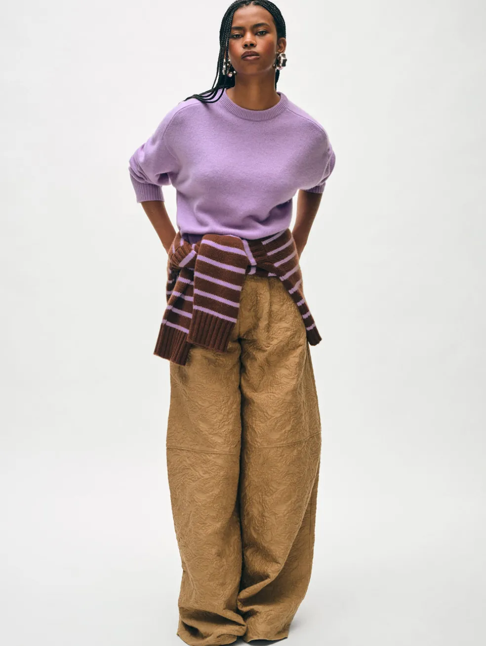 cashmere saddle sleeve crewneck