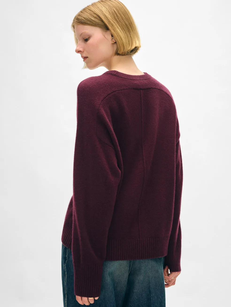 cashmere saddle sleeve crewneck