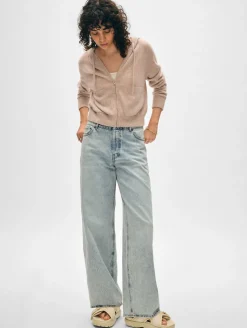 cashmere shrunken zip hoodie