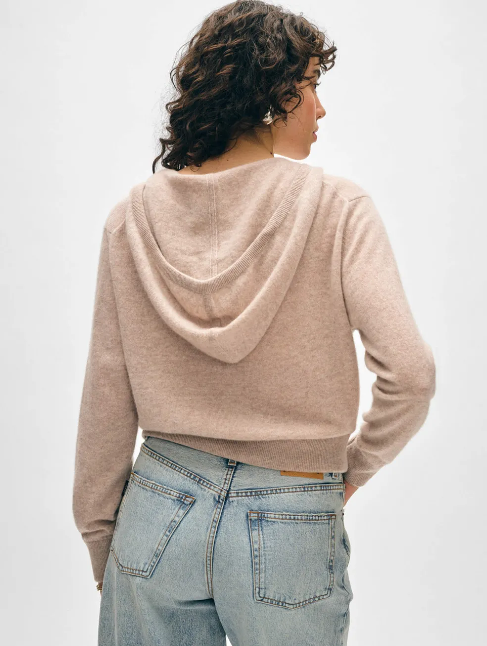 cashmere shrunken zip hoodie