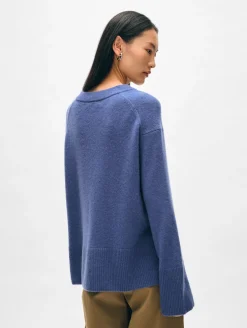 cashmere side slit v neck