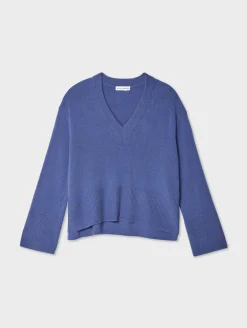 cashmere side slit v neck