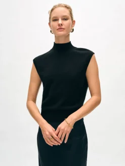 cashmere sleeveless mockneck