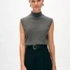 cashmere sleeveless mockneck