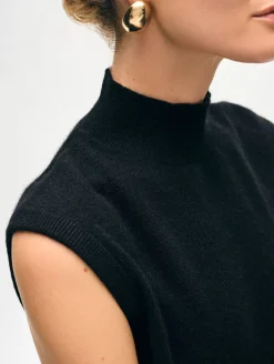 cashmere sleeveless mockneck