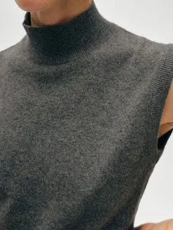 cashmere sleeveless mockneck