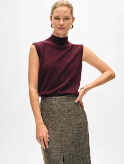 cashmere sleeveless mockneck