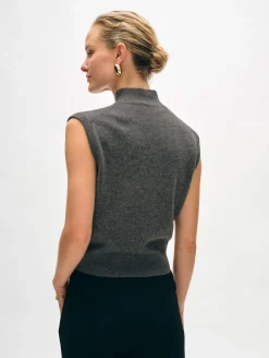 cashmere sleeveless mockneck