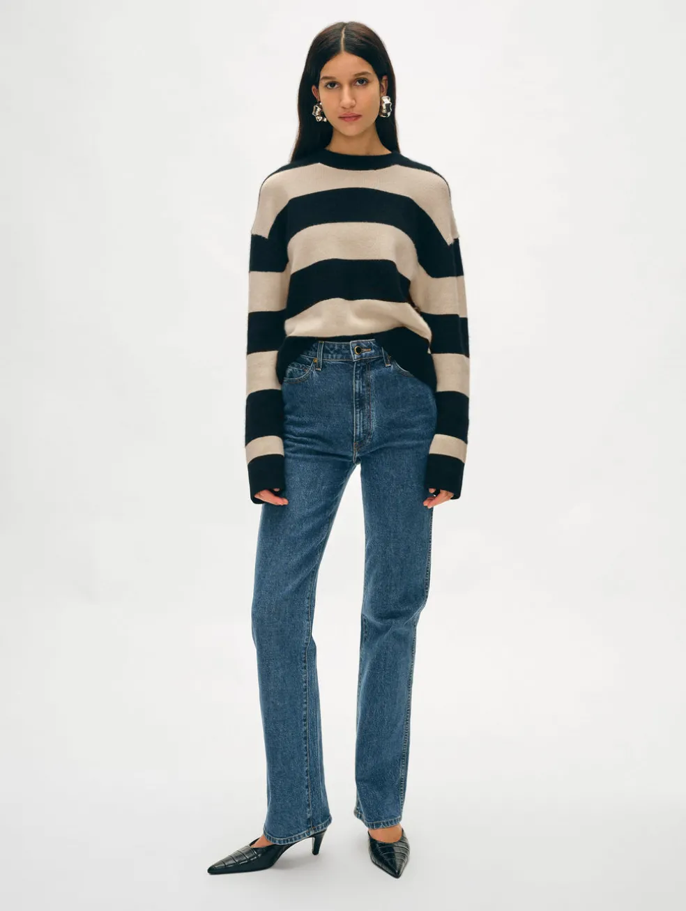 cashmere striped crewneck