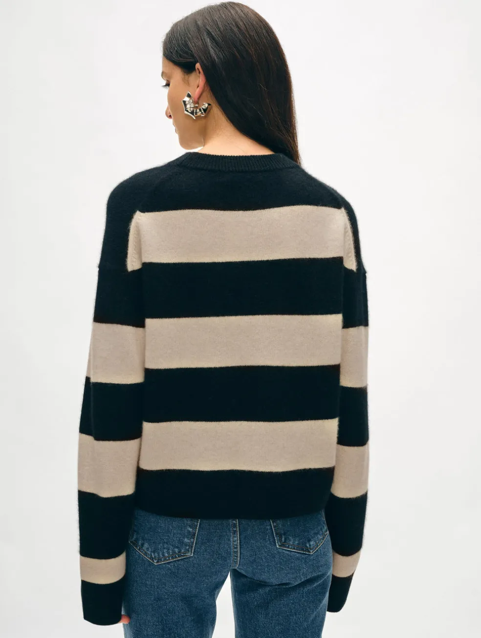 cashmere striped crewneck