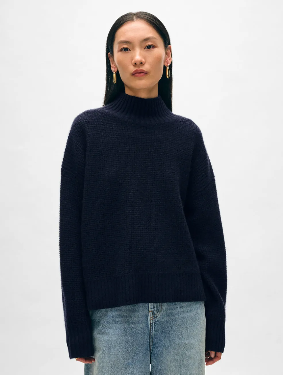 cashmere waffle standneck