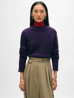 cashmere wide rib trim crewneck