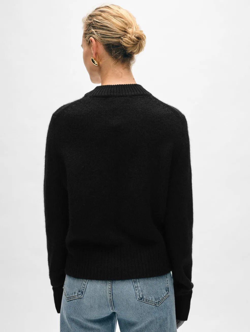 cashmere wide rib trim crewneck