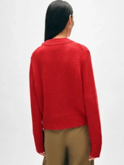 cashmere wide rib trim crewneck