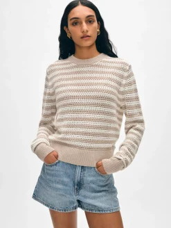 cotton blend mesh crewneck