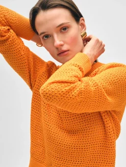 cotton blend mesh crewneck