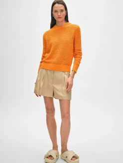 cotton blend mesh crewneck