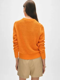 cotton blend mesh crewneck