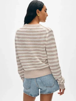 cotton blend mesh crewneck