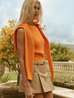 cotton blend mesh crewneck