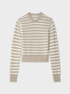 cotton blend mesh crewneck