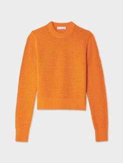 cotton blend mesh crewneck