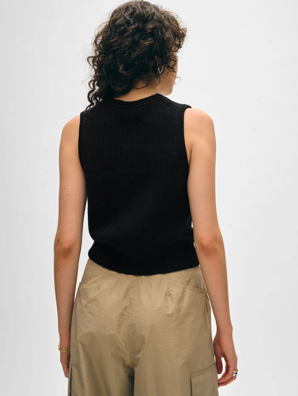 cotton blend ribbed shell