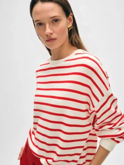 cotton linen drop shoulder sweater