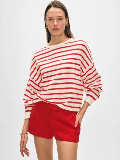 cotton linen drop shoulder sweater