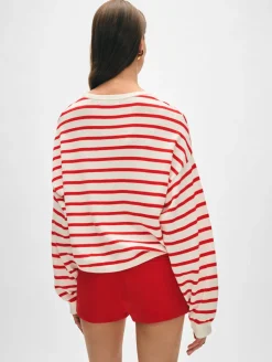 cotton linen drop shoulder sweater