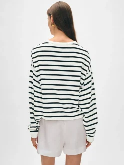 cotton linen drop shoulder sweater