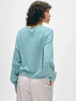 cotton linen drop shoulder sweater