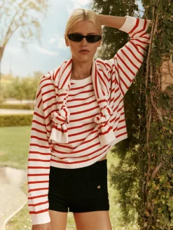 cotton linen drop shoulder sweater