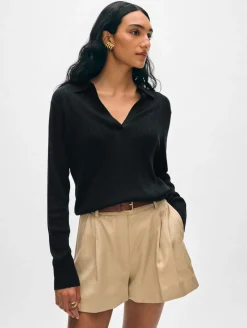 cotton linen ribbed polo