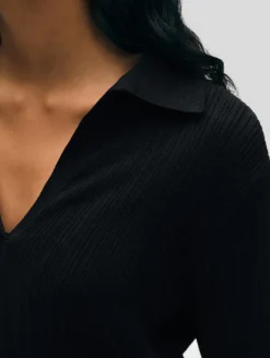 cotton linen ribbed polo