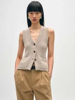 cotton linen ribbed waistcoat