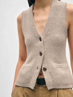 cotton linen ribbed waistcoat