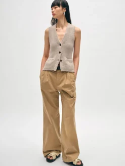 cotton linen ribbed waistcoat