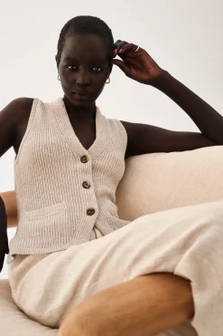 cotton linen ribbed waistcoat