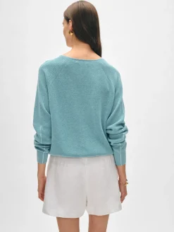 cotton linen tipped v neck