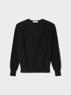 cotton linen tipped v neck