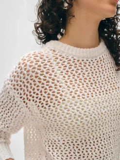 cotton slub mesh crewneck