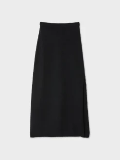 cotton slub side slit skirt